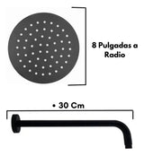 Kit Registró Ducha, Y Regadera Redonda 8 Pulgadas Negro Mate