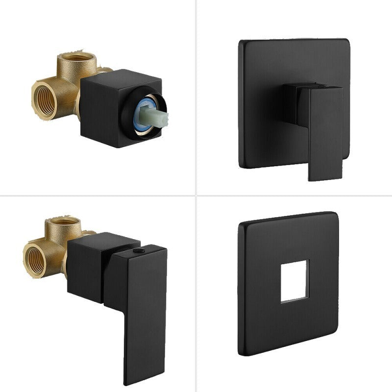 Mezclador Ducha Negro Quadratto Bl + Ducha 30cm Tubo Pared