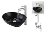 Kit Lavamanos Negro Sobreponer Griferia Satinada Desague