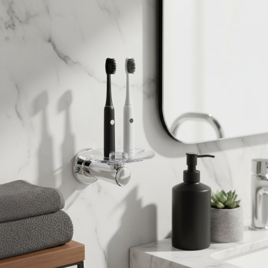 Portacepillos De Baño Pamo Salento Práctico Y Elegante Plateado