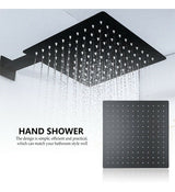Mezclador Ducha Negro Quadratto Bl + Ducha 30cm Tubo Pared