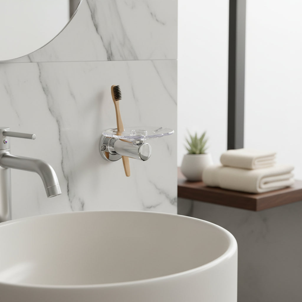 Portacepillos De Baño Pamo Salento Práctico Y Elegante Plateado