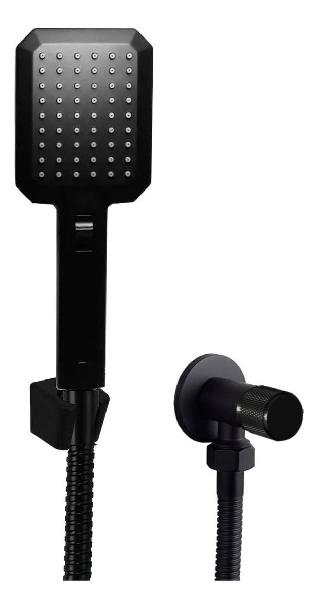 Teleducha Negra Con Soporte Pared Registro Agua Fria