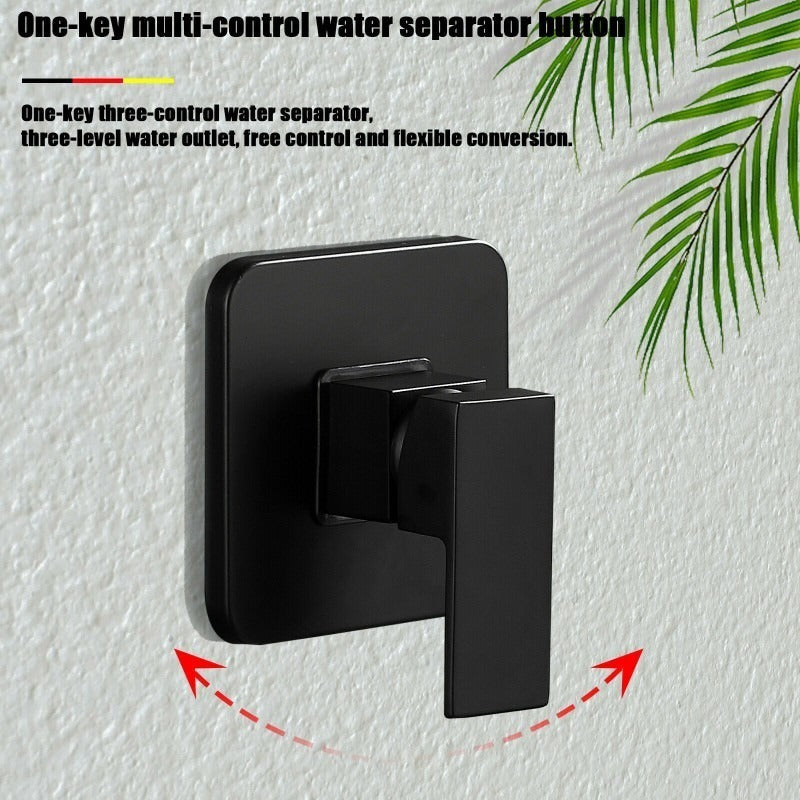 Mezclador Ducha Negro Quadratto Bl + Ducha 30cm Tubo Pared