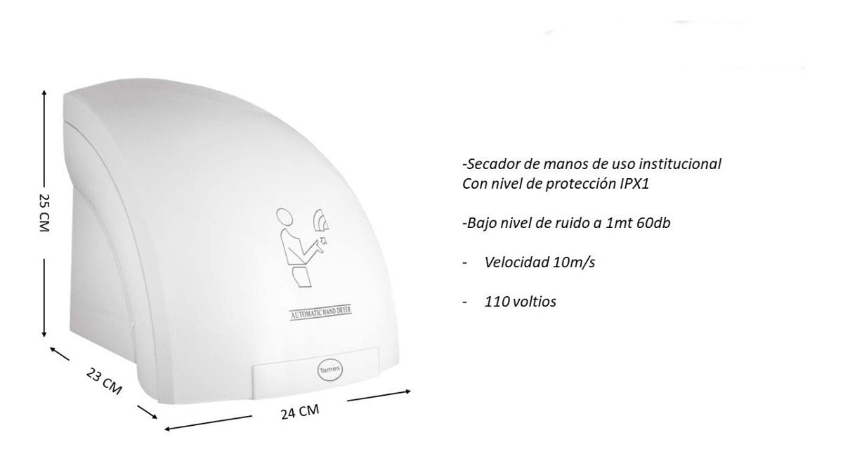 Secador De Manos Sensor Automático Blanco 110v Institucional