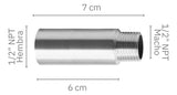 Extensor 1/2" NPT Macho Hembra 6cm Acero