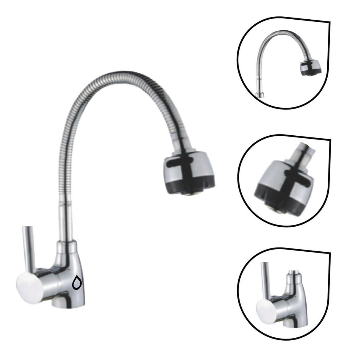 Grifer¡a Lavaplatos Cuello Flexible Cromada Original Pamo
