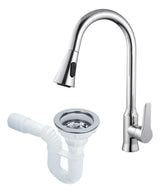 Kit Grifería Para Lavaplatos Cuello Extensible Cromada