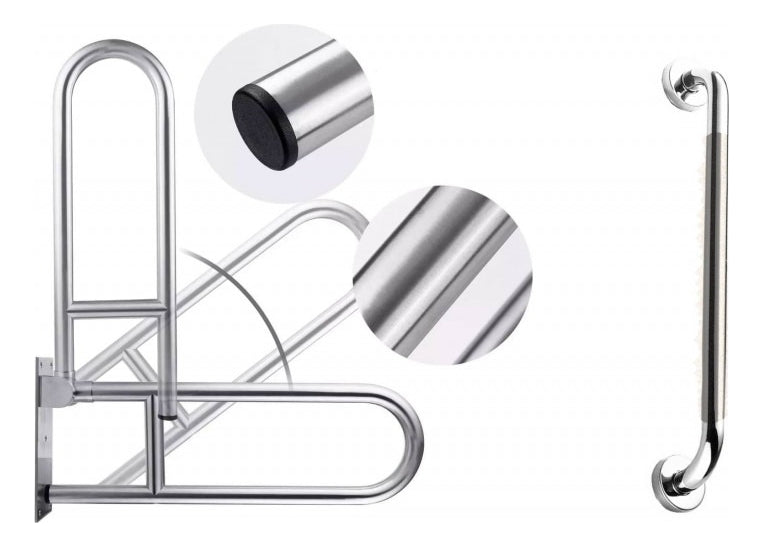 Kit Barra De Seguridad Abatible Mas Barra De 80 Cm Acero 304