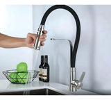 Kit Grifería Para Cocina Cuello Flexible Monocontrol Negra