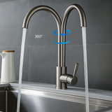 Griferia Lavaplatos Cuello Cisne En Acero Inoxidable Monocontrol