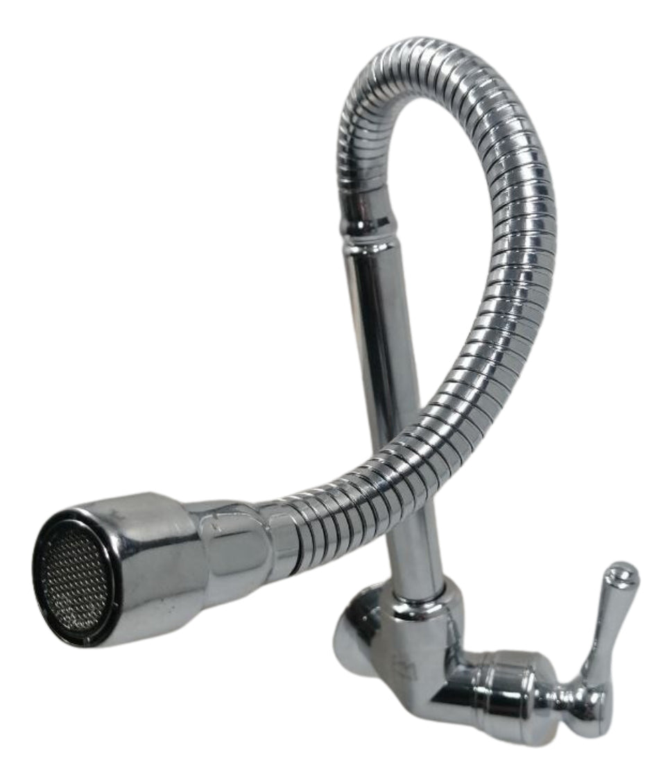 Llave Cuerpo Cuello Flexible Con Aireador Para Pared