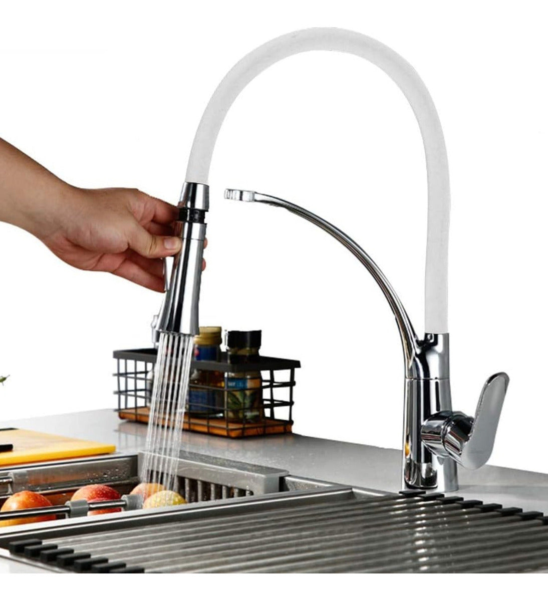 Griferia Monocontrol para Lavaplatos Cuello Ajustable en Bronce