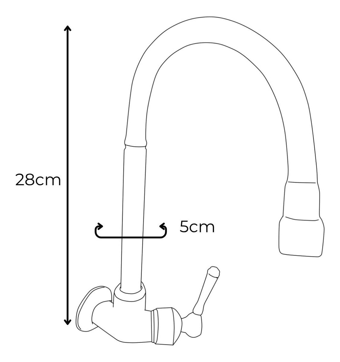 Llave Cuerpo Cuello Flexible Con Aireador Para Pared