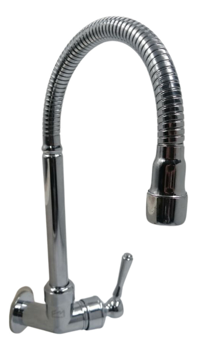 Llave Cuerpo Cuello Flexible Con Aireador Para Pared