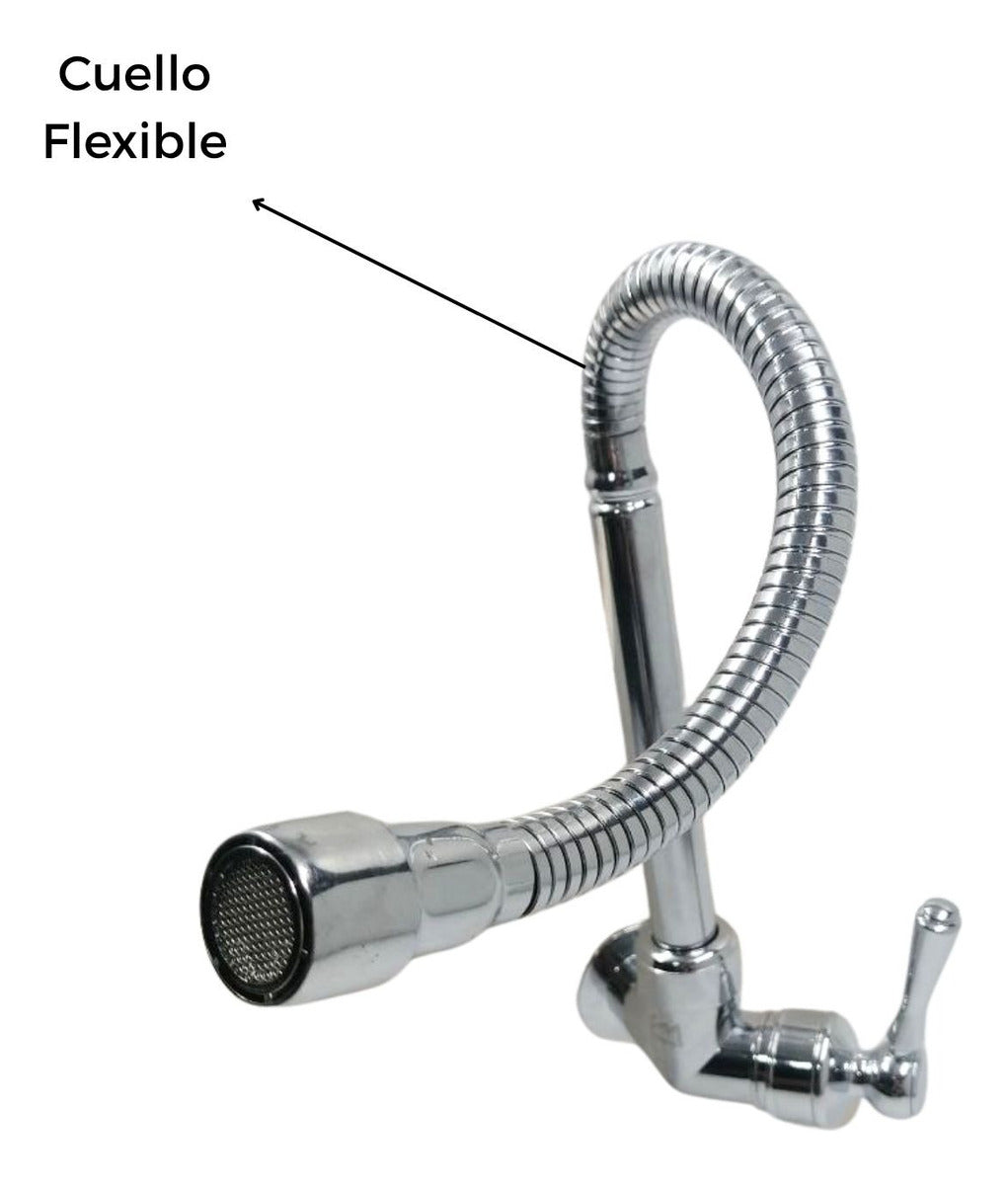 Llave Cuerpo Cuello Flexible Con Aireador Para Pared