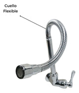 Llave Cuerpo Cuello Flexible Con Aireador Para Pared