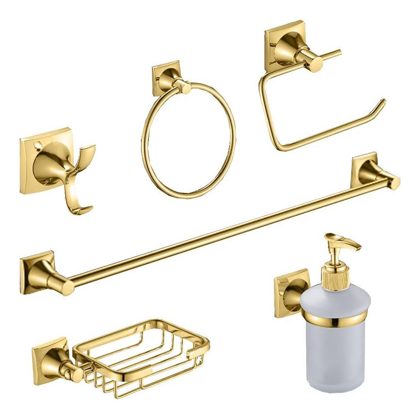 Accesorios Baño Metálico X6 Piezas Referencia Spazio Dorado