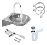 Set Grifería Pedal Manos Libres con Lavamanos de Acero 26x24 cm