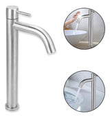 Grifer¡a llave Lavamanos Acero Satinada Poste Alto Para Agua Fr¡a.