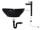 Combo Lavamanos Canoa Negro + Griferia Agua Fria+ Push Negro Negro Brillante