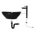 Combo Lavamanos Canoa Negro + Griferia Agua Fria+ Push Negro Negro Brillante
