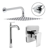 Kit Ducha 20cm + Griferia Agua Fria + Monocontrol Cromado