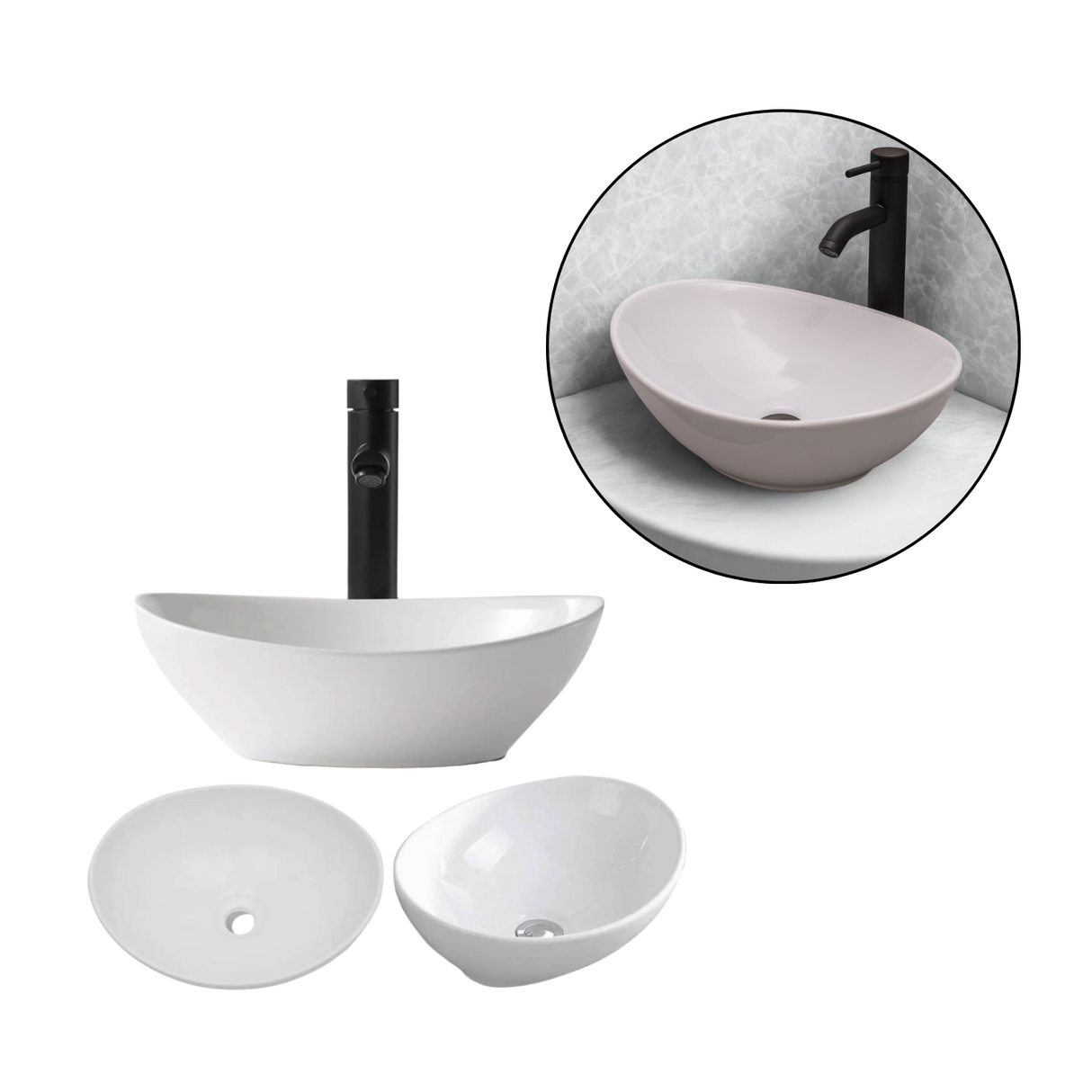 Lavamanos Blanco Canoa Porcelana