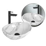 Kit Completo Lavabo Venato Oval-sifón -grifo Negro Agua Fría