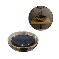 Lavamanos Sobreponer En Porcelana Ovalado Negro 40 30 15cm