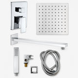 Combo Ducha Cromada Monocontrol + Regadera 20 × 20 cm + Brazo 40 cm + Teleducha