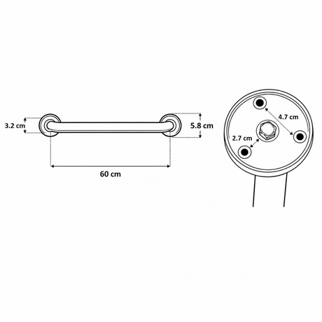 Barra de Seguridad Recta Cromada Acero Inoxidable 60 cm