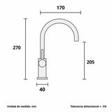 Grifería Monocontrol Vertical para Lavaplatos Mirage Cromada 27 cm