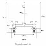 Grifería Mezcladora Bonn Cromada para Lavaplatos 31 cm
