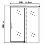 Mampara de Ducha Ajustable 118–142 x 190 cm en Vidrio Templado