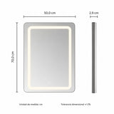 Espejo LED Rectangular 70 x 50 cm Esquinas Redondeadas con Luz de Contorno