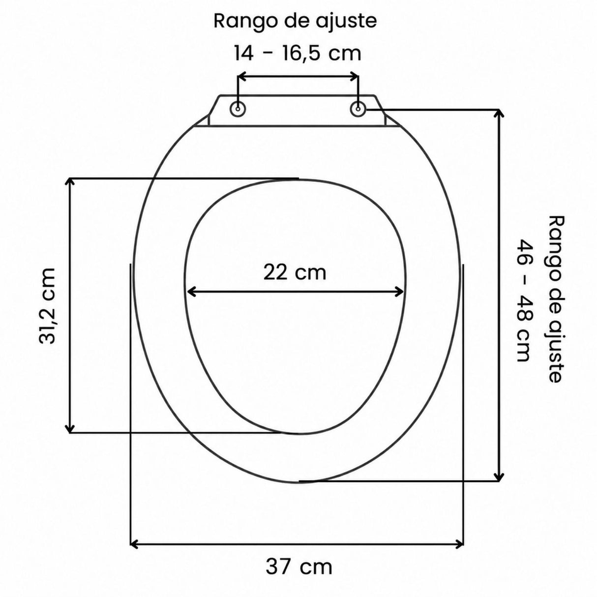 Asiento Sanitario Modern Alargado Blanco con Cierre Suave 48 cm