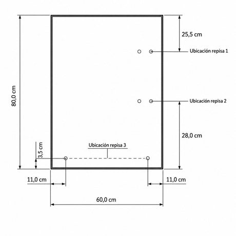 Espejo Rectangular 80 x 60 cm con Tres Repisas y Barandas