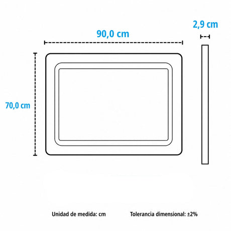 Espejo LED 90 x 70 cm con Luz de Contorno