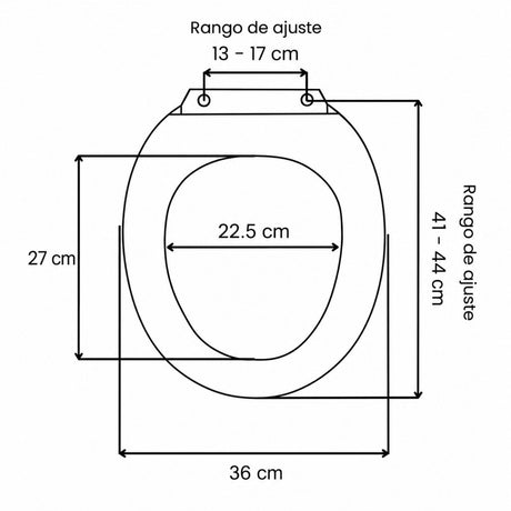 Asiento Sanitario Eco Blanco Polipropileno Ajustable 44 cm