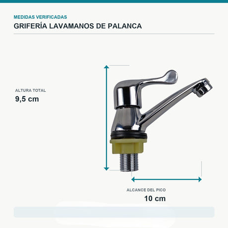 Grifería para Lavamanos de Palanca Cromada