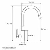 Grifería Monocontrol para Lavaplatos Cuello Flexible Roja 43,5 cm