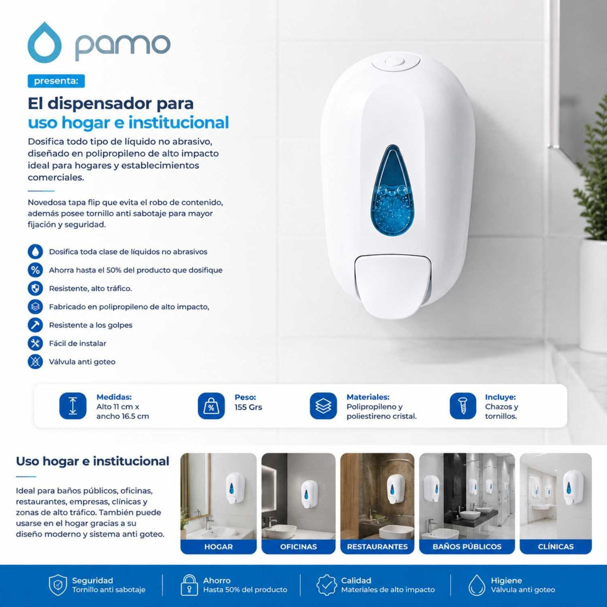 Dispensador De Jabón Líquido Sistema Anti Goteo