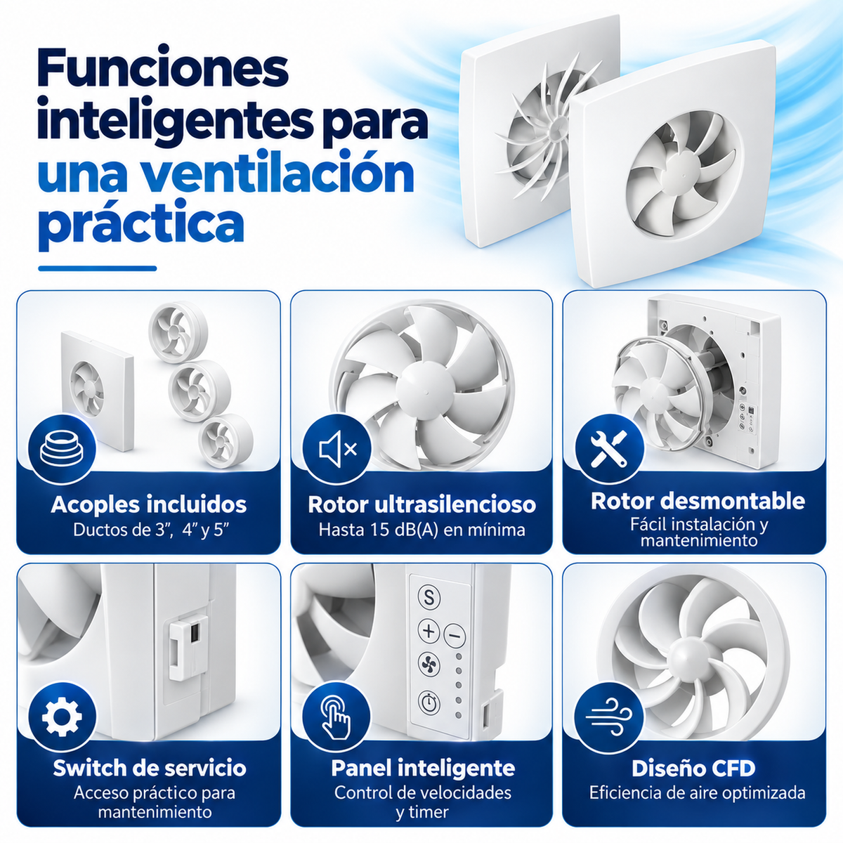 Funciones inteligentes del extractor Emax Plus 2V