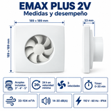Medidas y desempeño del extractor Emax Plus 2V