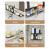 Repisa Moderna Rectangular Negra Aluminio 28 cm - Incluye Accesorios de Instalación