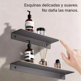 Repisa Moderna Rectangular Silver Gris Aluminio 28 cm - Incluye Accesorios de Instalación