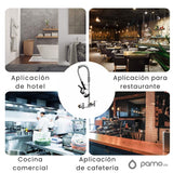 Grifería Cocina Industrial Pared Metálica - Cromo - 8” (20 cm) - Racores Ajustables
