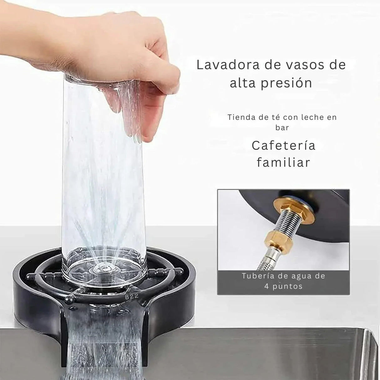 Grifo Lava Vasos Enjuague de Vasos - Negro - Acero SUS304 Alta Calidad