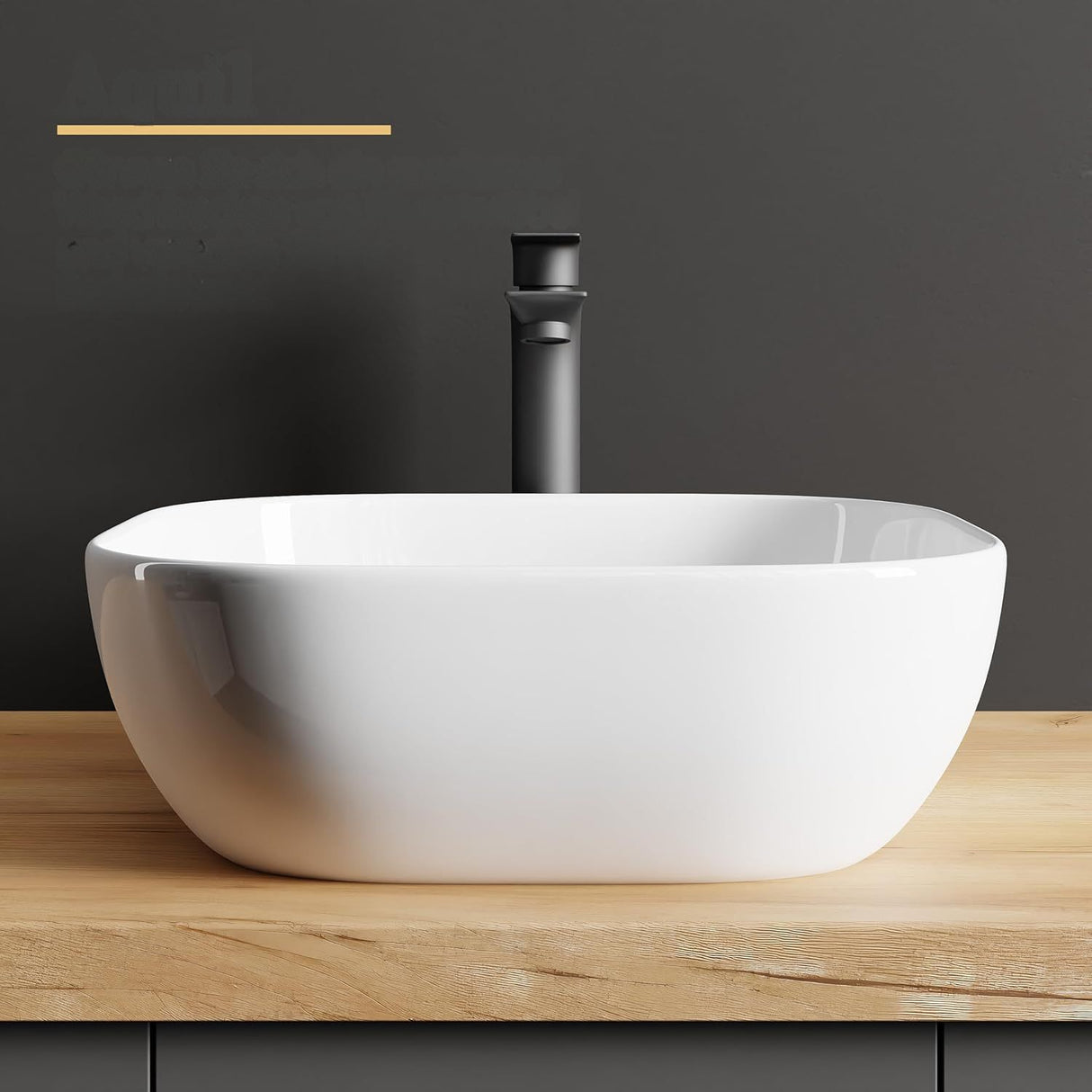 Lavamanos Sobreponer Tipo Vessel Opera Cuadrado - 41.5 x 41.5 x 14.5 cm. Blanco